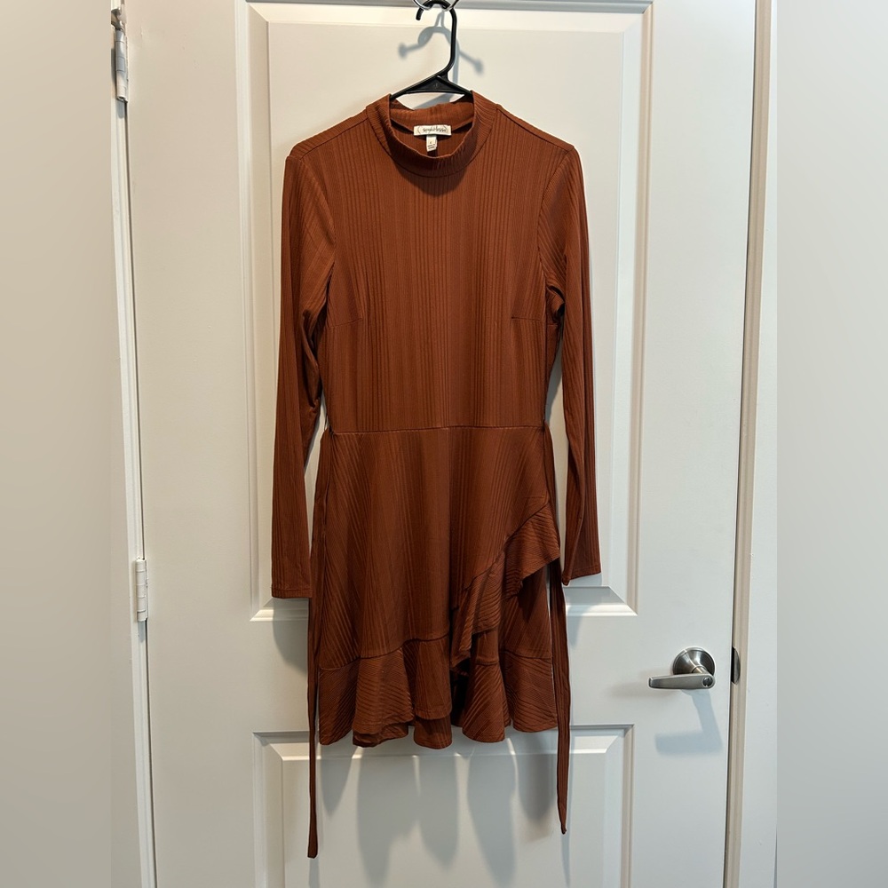 Speechless Rust Long Sleeve Dress